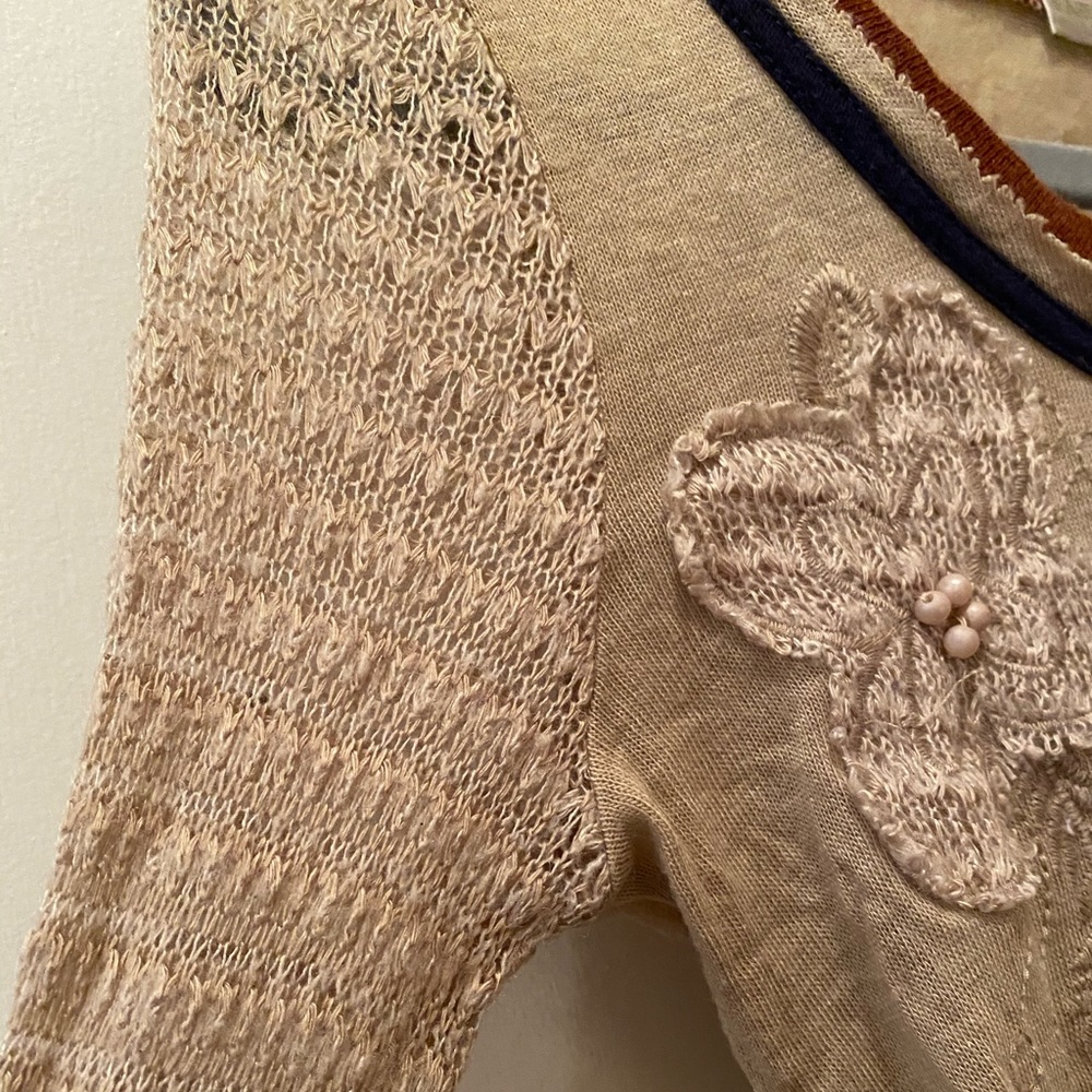 Free People mesh/appliqué long sleeve